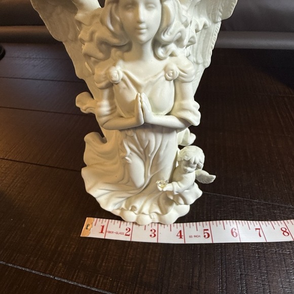 PartyLite Angel of Peace Praying Cherub Child Dove Taper Candle Holder 8" - Picture 4 of 8